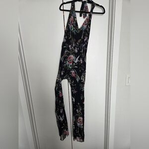 Fuzzi Floral Black Jumpsuit